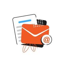 E-Mail und Nachrichtenübermittlung, E-Mail-Marketingkampagne, flache Designikonen-Vektorillustration vektor