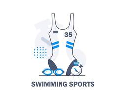 schwimmen, wassersportset, vektorschwimmbadelemente. Vektor-Fitness-Frauen-Set vektor