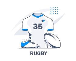 Rugbysportbekleidung und -schuhe, flache Designikonen-Vektorillustration vektor
