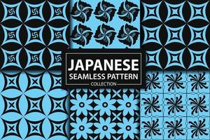 dekorative Tapetensammlung des japanischen nahtlosen Musters mit Blau vektor