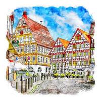 leonberg deutschland aquarell skizze handgezeichnete illustration vektor