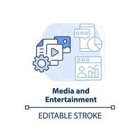 hellblaues Konzeptsymbol für Medien und Unterhaltung. große datenanwendung abstrakte idee dünne linie illustration. Optimierung. isolierte Umrisszeichnung. editierbarer Strich. vektor