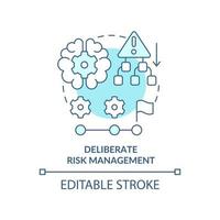avsiktlig risk förvaltning turkos begrepp ikon. övervaka risk abstrakt aning tunn linje illustration. kris situation. isolerat översikt teckning. redigerbar stroke. vektor