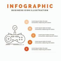 kolla upp. kontroller. spel. gamepad. gaming infographics mall för hemsida och presentation. linje grå ikon med orange infographic stil vektor illustration