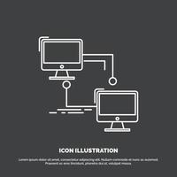 lokal. lan. Verbindung. synchronisieren. Computersymbol. Linienvektorsymbol für ui und ux. Website oder mobile Anwendung vektor