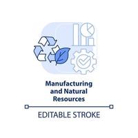 Herstellung und natürliche Ressourcen hellblaues Konzeptsymbol. große datenanwendung abstrakte idee dünne linie illustration. isolierte Umrisszeichnung. editierbarer Strich. vektor