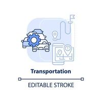 Transport hellblaues Konzeptsymbol. große datenanwendung abstrakte idee dünne linie illustration. Bewegung überwachen. isolierte Umrisszeichnung. editierbarer Strich. vektor