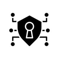 Sichere Daten schwarzes Glyphen-Symbol. Schutz personenbezogener Daten vor böswilligen Bedrohungen. Internet-Sicherheit. Schattenbildsymbol auf Leerraum. solides Piktogramm. vektor isolierte illustration