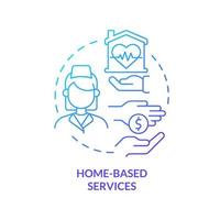 Symbol für das blaue Farbverlaufskonzept für häusliche Dienste. Gesundheitsprogramme. kostengünstige Behandlung. medizinische versorgung abstrakte idee dünne linie illustration. isolierte Umrisszeichnung. vektor