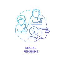 social pensioner blå lutning begrepp ikon. finansiell Stöd. arbete pensionering. social bistånd abstrakt aning tunn linje illustration. isolerat översikt teckning. vektor