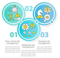 operationelle risikomanagementebenen kreisen infografik-vorlage ein. Datenvisualisierung mit 3 Schritten. Info-Diagramm der Prozesszeitachse. Workflow-Layout mit Liniensymbolen. vektor