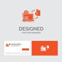 Business-Logo-Vorlage für Disc. online. Spiel. veröffentlichen. veröffentlichen. orange visitenkarten mit markenlogo-vorlage. vektor
