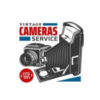 Vintage-Kamera-Service-Symbol, Fotostudio vektor