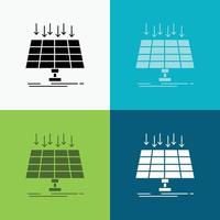 Solar. Tafel. Energie. Technologie. Smart-City-Symbol über verschiedenen Hintergründen. Design im Glyphen-Stil. entwickelt für Web und App. eps 10-Vektorillustration vektor