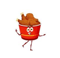 karikatur gebratene hähnchenkeulen box fast-food-charakter vektor