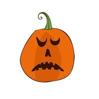 halloween 2022 - 31. oktober. ein traditioneller feiertag, der vorabend von allerheiligen, all hallows eve. Süßes oder Saures. vektorillustration im handgezeichneten gekritzelstil. Kürbis mit ausgeschnittenen Augen und Mund. vektor