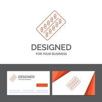 företag logotyp mall för medicin. piller. läkemedel. läsplatta. paket. orange besöker kort med varumärke logotyp mall vektor
