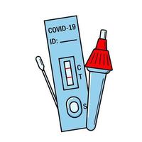 atk covid rapid antigen test kit anleitung illustration. Omicron epidemic personal pcr express test manual. symbole des covid-19-heimtestkits. vektor