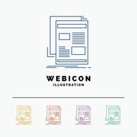 Nachrichten. Newsletter. Zeitung. Medien. Papier 5 Farblinie Web-Icon-Vorlage isoliert auf weiß. Vektor-Illustration vektor