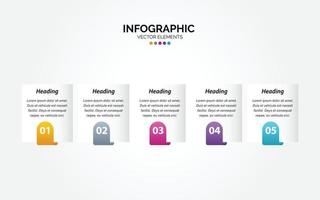 företag horisontell infographic mall cirkel färgrik med 5 steg vektor