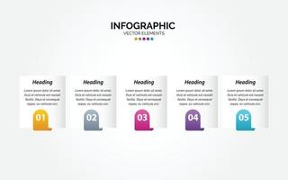 horizontaler infografik-schablonenkreis des geschäfts bunt mit 5 schritten vektor