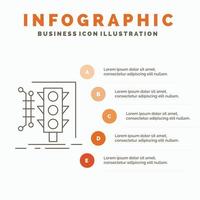 stad. förvaltning. övervakning. smart. trafik infographics mall för hemsida och presentation. linje grå ikon med orange infographic stil vektor illustration