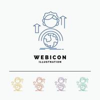 Fähigkeiten. Entwicklung. weiblich. global. Online-Web-Icon-Vorlage mit 5 Farblinien isoliert auf Weiß. Vektor-Illustration vektor