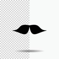 Schnurrbart. Hipster. Umzug. männlich. Männer-Glyphen-Symbol auf transparentem Hintergrund. schwarzes Symbol vektor