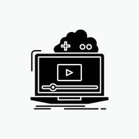 Wolke. Spiel. online. streamen. Video-Glyphe-Symbol. vektor isolierte illustration