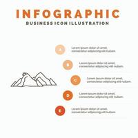 Berg. Landschaft. hügel. Natur. Szene-Infografik-Vorlage für Website und Präsentation. Linie graues Symbol mit orangefarbener Infografik-Stil-Vektorillustration vektor