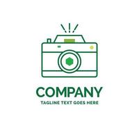 Kamera. Fotografie. Erfassung. Foto. Blende flache Business-Logo-Vorlage. kreatives grünes markendesign. vektor