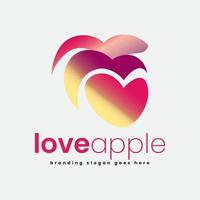 färsk äpple frukt kärlek logotyp vektor