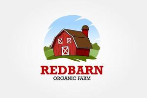 röd ladugård organisk bruka vektor logotyp tecknad serie. vektor illustration av röd bruka byggnad och relaterad föremål. excellent logotyp mall i hög grad lämplig för jordbruk.