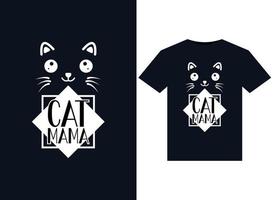 katt mamma illustrationer för tryckfärdig t-tröjor design vektor