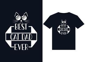 bäst katt pappa någonsin illustrationer för tryckfärdig t-tröjor design vektor