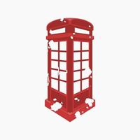 redigerbar trekvart sned se röd typisk traditionell engelsk telefon bås i platt grunge stil vektor illustration för England kultur tradition och historia relaterad design