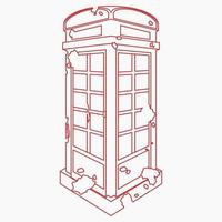 redigerbar trekvart sned se grunge typisk traditionell engelsk telefon bås i översikt stil vektor illustration för England kultur tradition och historia relaterad design