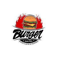 Burger-Logo-Feuer-Cartoon-Vektor-Illustration vektor