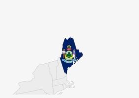 Karte des US-Bundesstaates Maine, hervorgehoben in den Farben der Maine-Flagge vektor