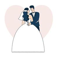 schönes Hochzeitspaar. Braut und Bräutigam. Doodle-Vektor-Illustration vektor