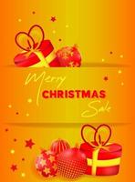 försäljning baner med jul bollar i röd och guld färger och gåvor. vektor