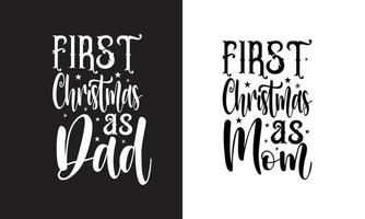 freie Gestaltung. erstes weihnachten als mama und papa design.family weihnachtshemden vektor