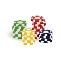 färgrik realistisk kasino tokens, gaming checkar, eller checkar för tabell spel av chans, spelande. 3d kasino pommes frites i staplar, pålar vektor