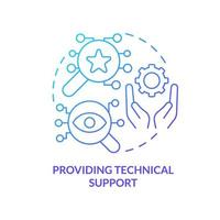 Bereitstellung von technischem Support Symbol für blaues Gradientenkonzept. Sozialschutz und Unterstützung Aktivität abstrakte Idee dünne Linie Illustration. isolierte Umrisszeichnung. vektor