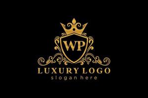 första wp brev kunglig lyx logotyp mall i vektor konst för restaurang, kungligheter, boutique, Kafé, hotell, heraldisk, Smycken, mode och Övrig vektor illustration.