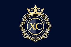 xc Anfangsbuchstabe Gold kalligraphisch feminin floral handgezeichnet heraldisches Monogramm Antik-Vintage-Stil Luxus-Logo-Design Premium-Vektor vektor