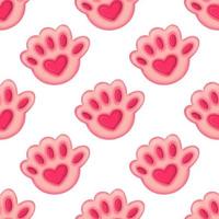 sömlös mönster med rosa katt Tass med hjärta vektor