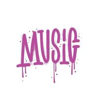 musik - urban graffiti ord sprutas i rosa över svart. texturerad hand dragen vektor illustration för affisch, t-shirt eller klistermärken