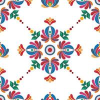 ikat ethnisches nahtloses musterdekorationsdesign. aztekischer stoffteppich boho mandalas textildekor tapete. stammes- einheimische motivornamente ikkat traditionelle stickerei vektor ungarisch polnisch mährisch