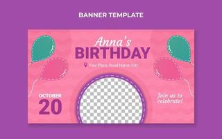 Banner-Vorlage für Kindergeburtstagseinladungen. geeignet für Geburtstagsfeiern oder andere Kinderveranstaltungen vektor